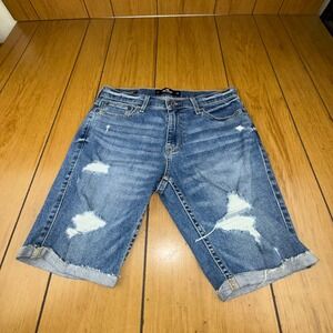 Hollister‎ Denim Shorts Mens Size 30 Ripped Distressed Cuffed Hem Blue
